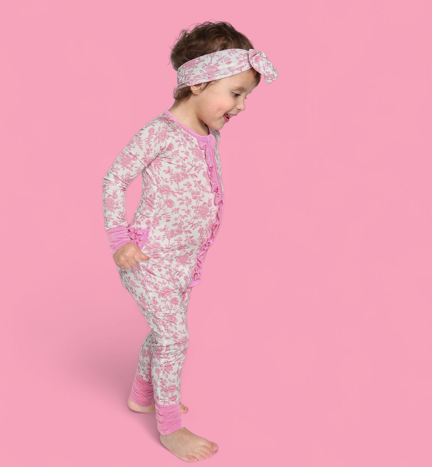 ROSEWOOD TOILE DREAM RUFFLE ROMPER