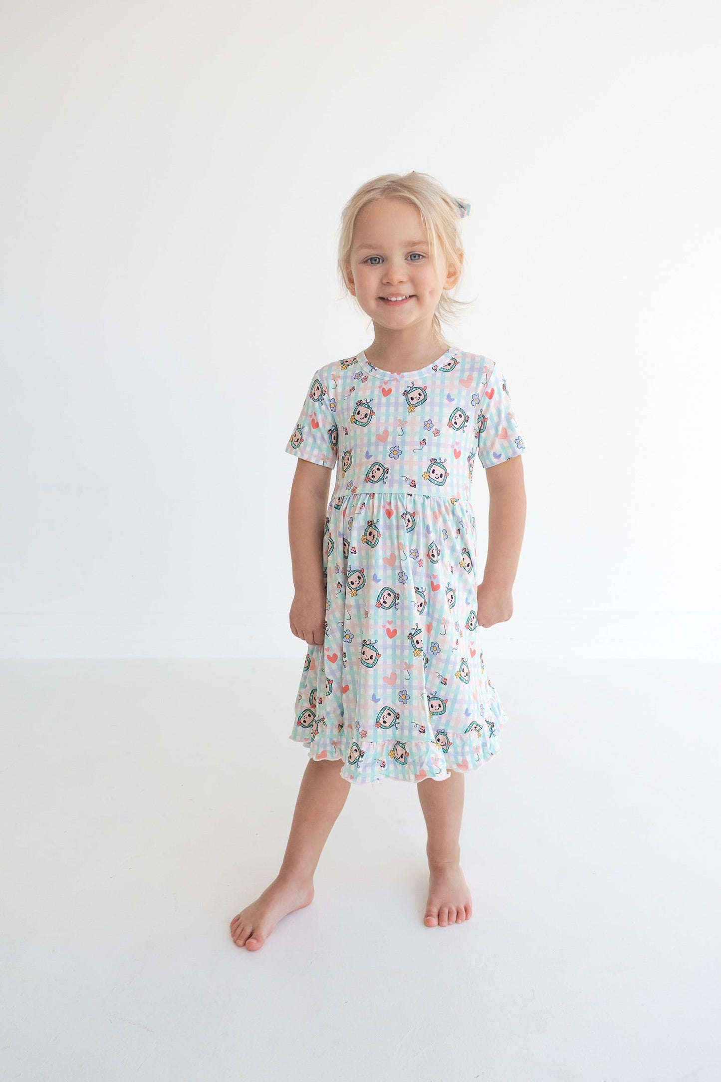 Dream Big Little Co x CoComelon SPRINGTIME MELON SHORT SLEEVE DREAM RUFFLE DRESS