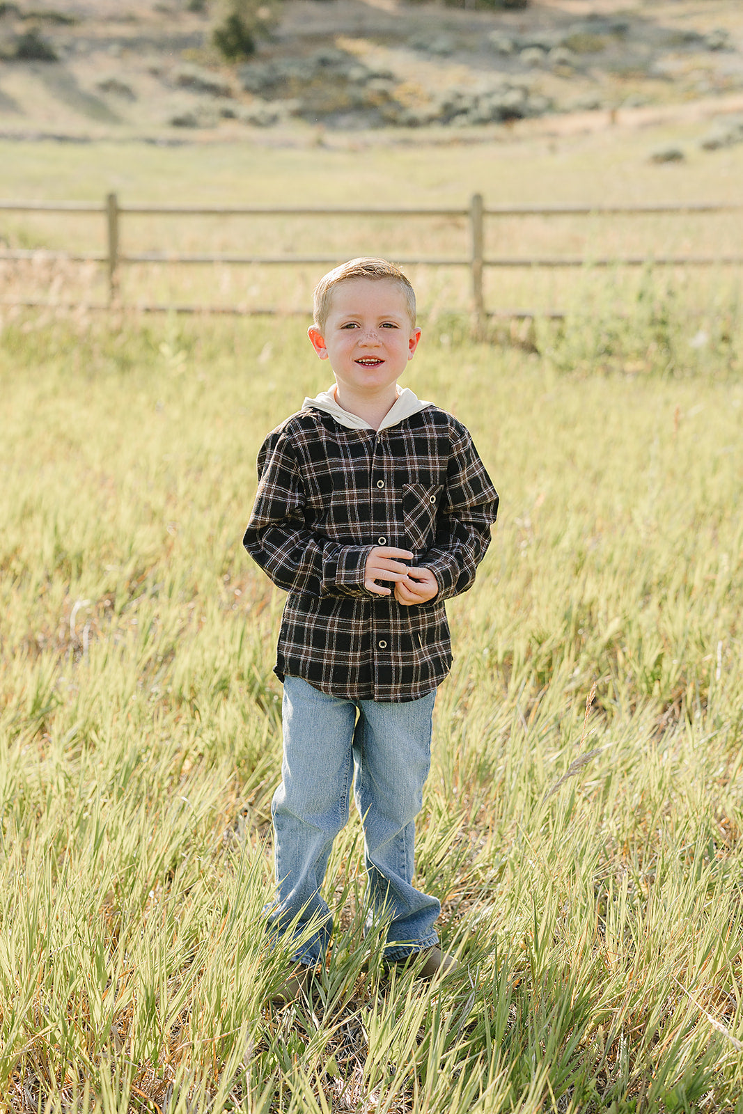Dark Plaid Hooded Button Up Shirt