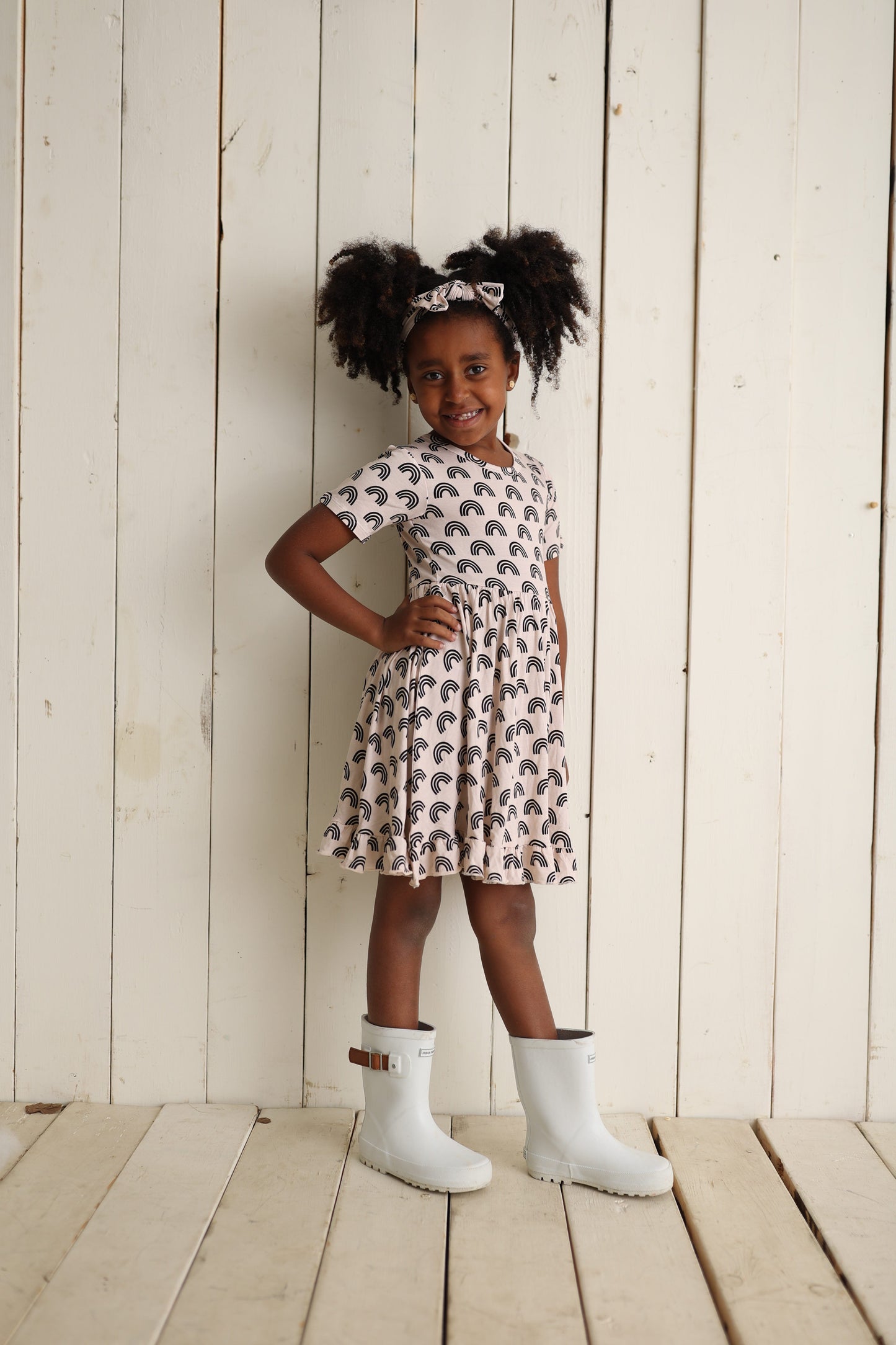 SIMPLE RAINBOW DREAM RUFFLE DRESS