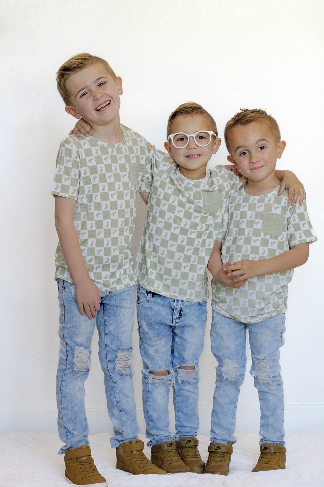 HIPPITY SAGE CHECKERS DREAM POCKET TEE