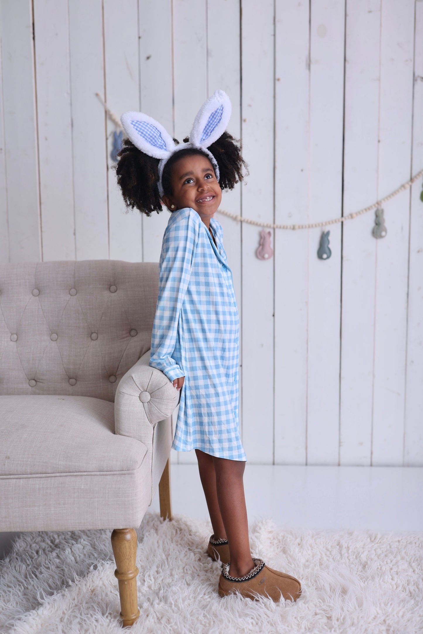 SKY BLUE GINGHAM GIRL'S DREAM GOWN