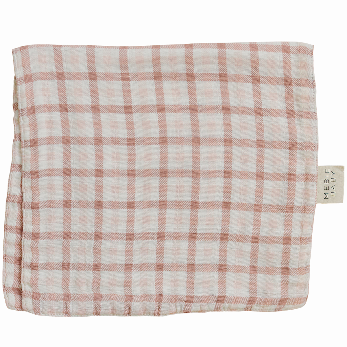 Pink Gingham Muslin Burp Cloth