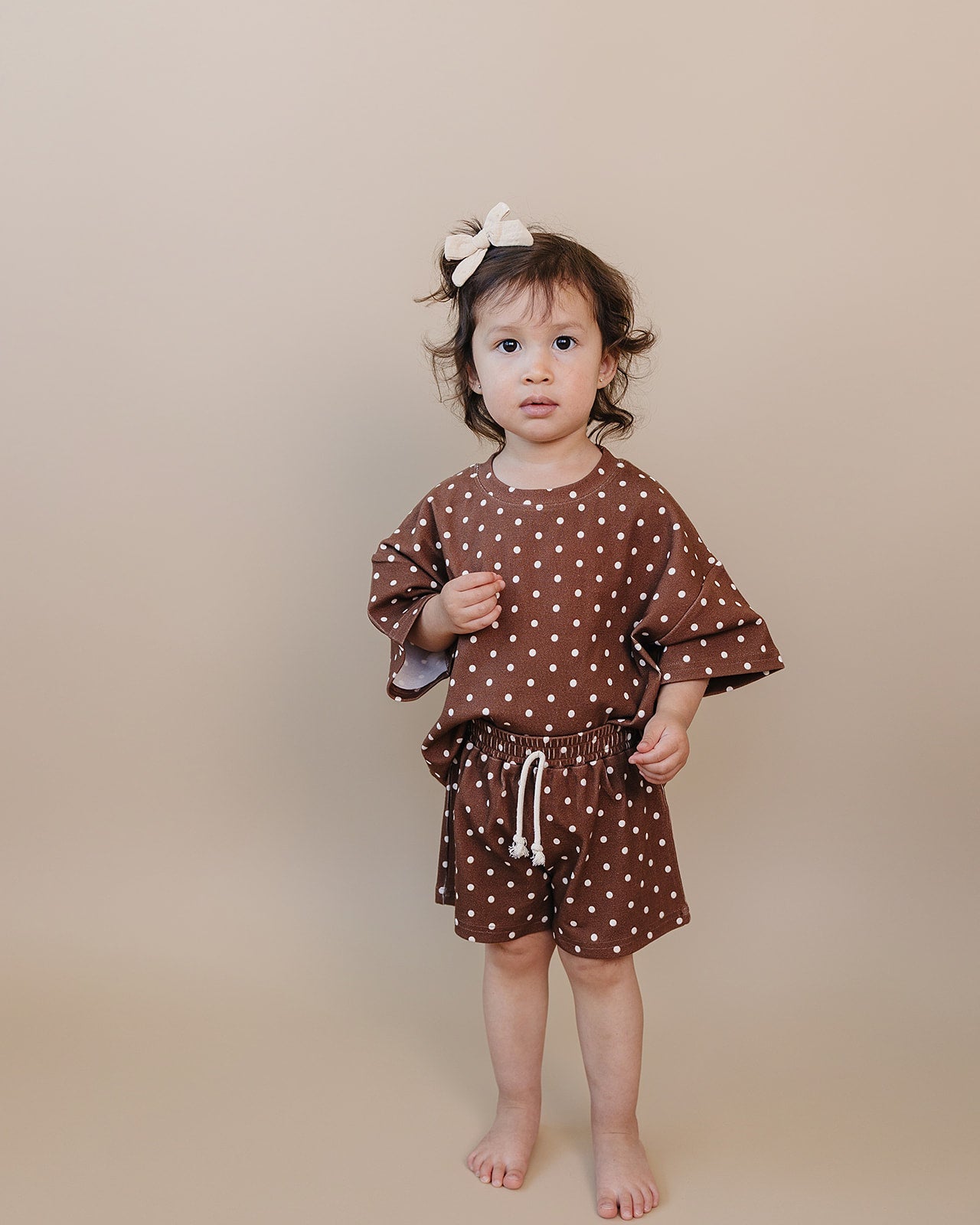 Shorts Set | Brown Polka Dots