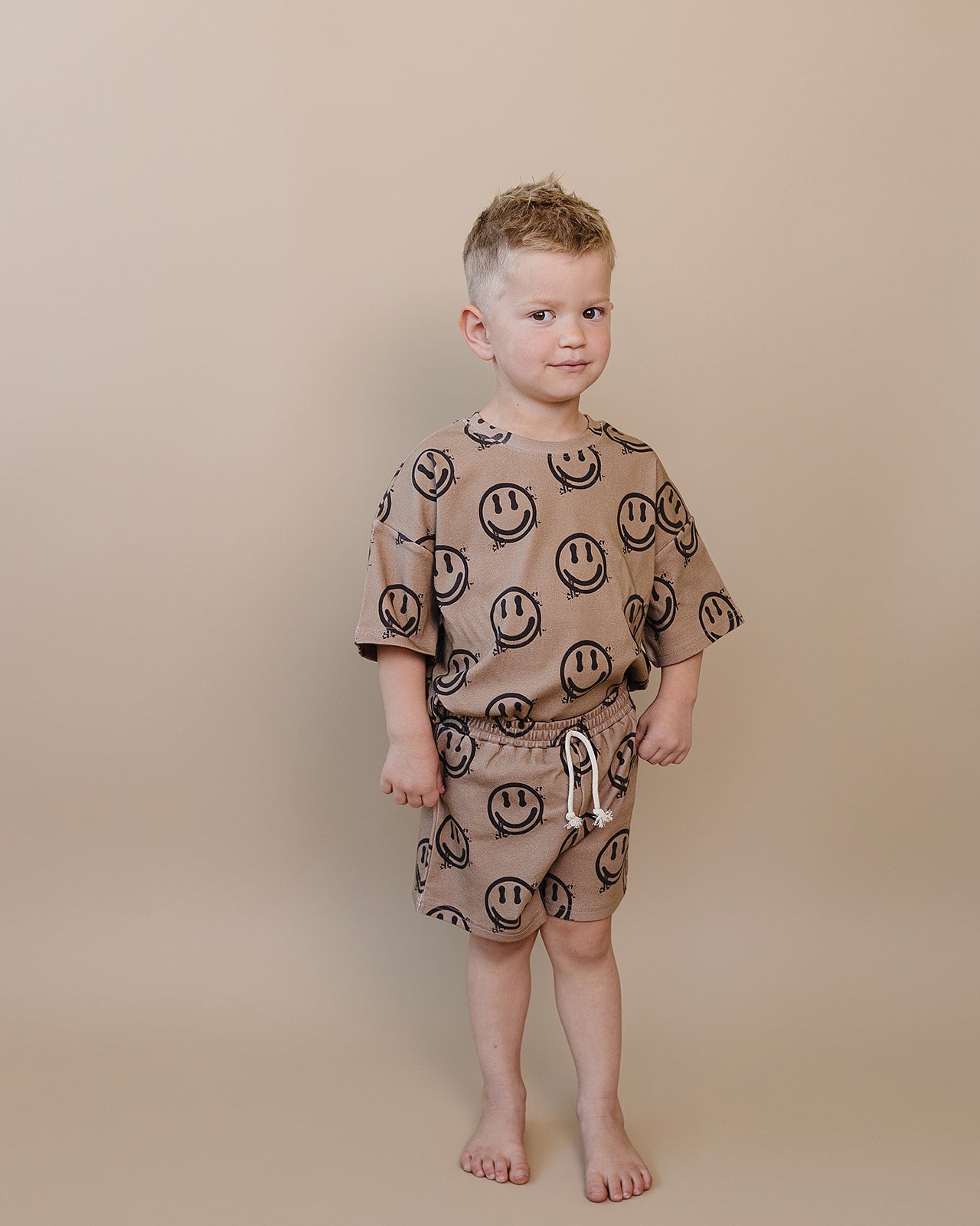 Shorts Set | Brown Smiley Face