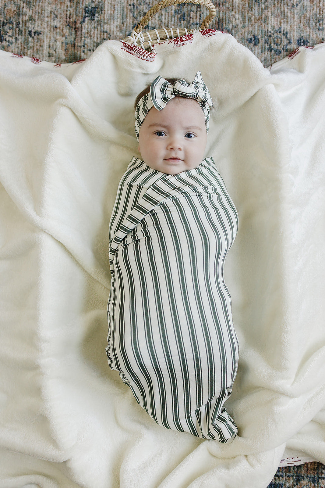 Green Stripe Bamboo Head Wrap