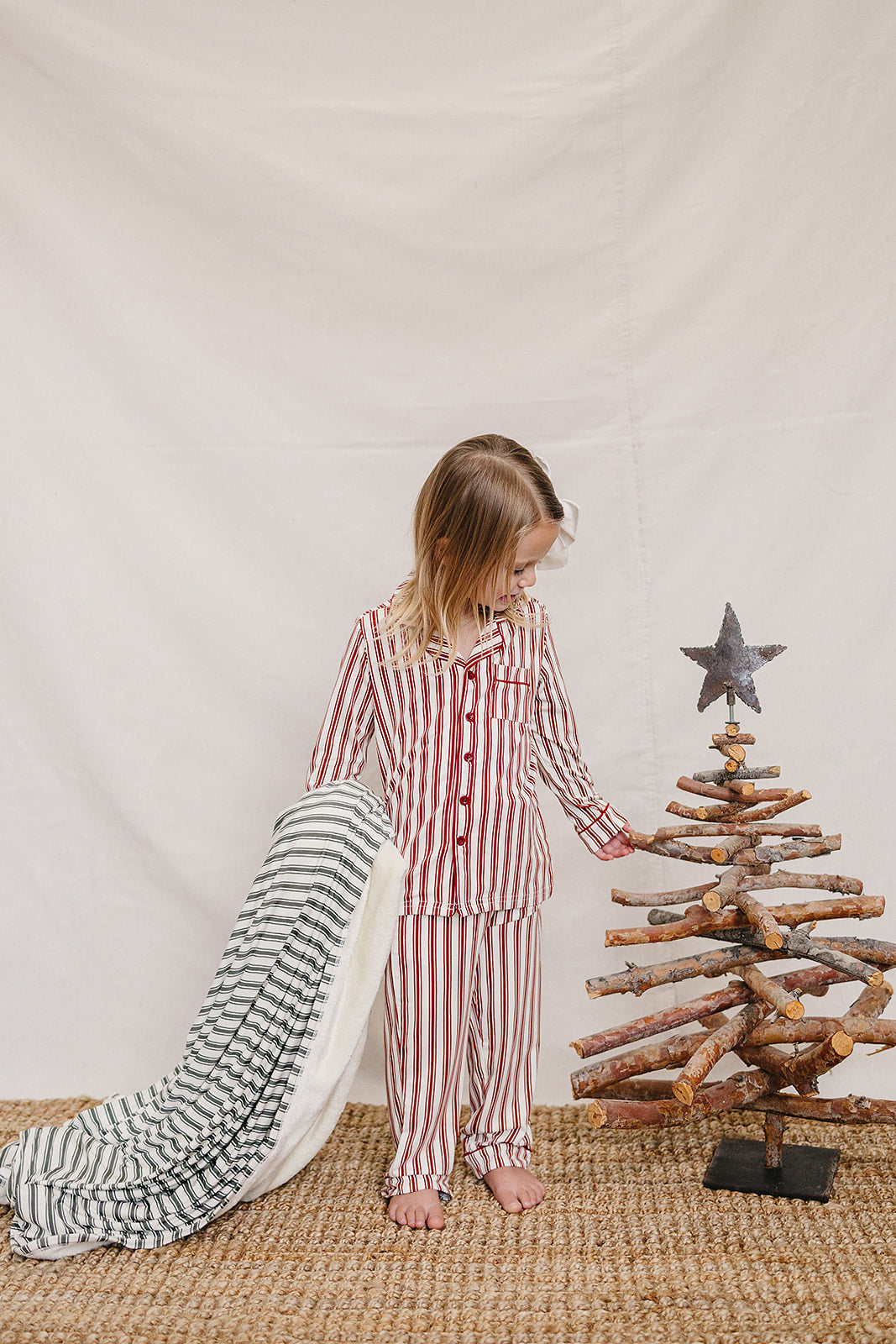 Red Stripe Collared Bamboo Set