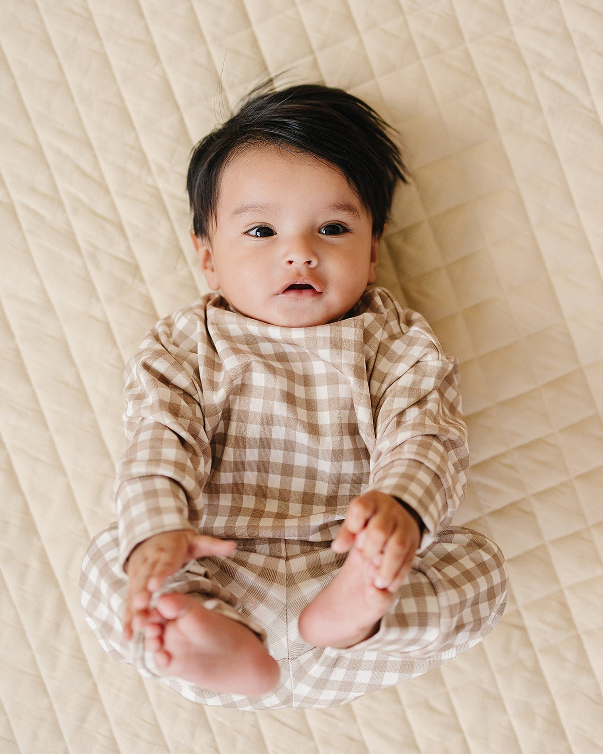 Jogger Set | Beige Gingham