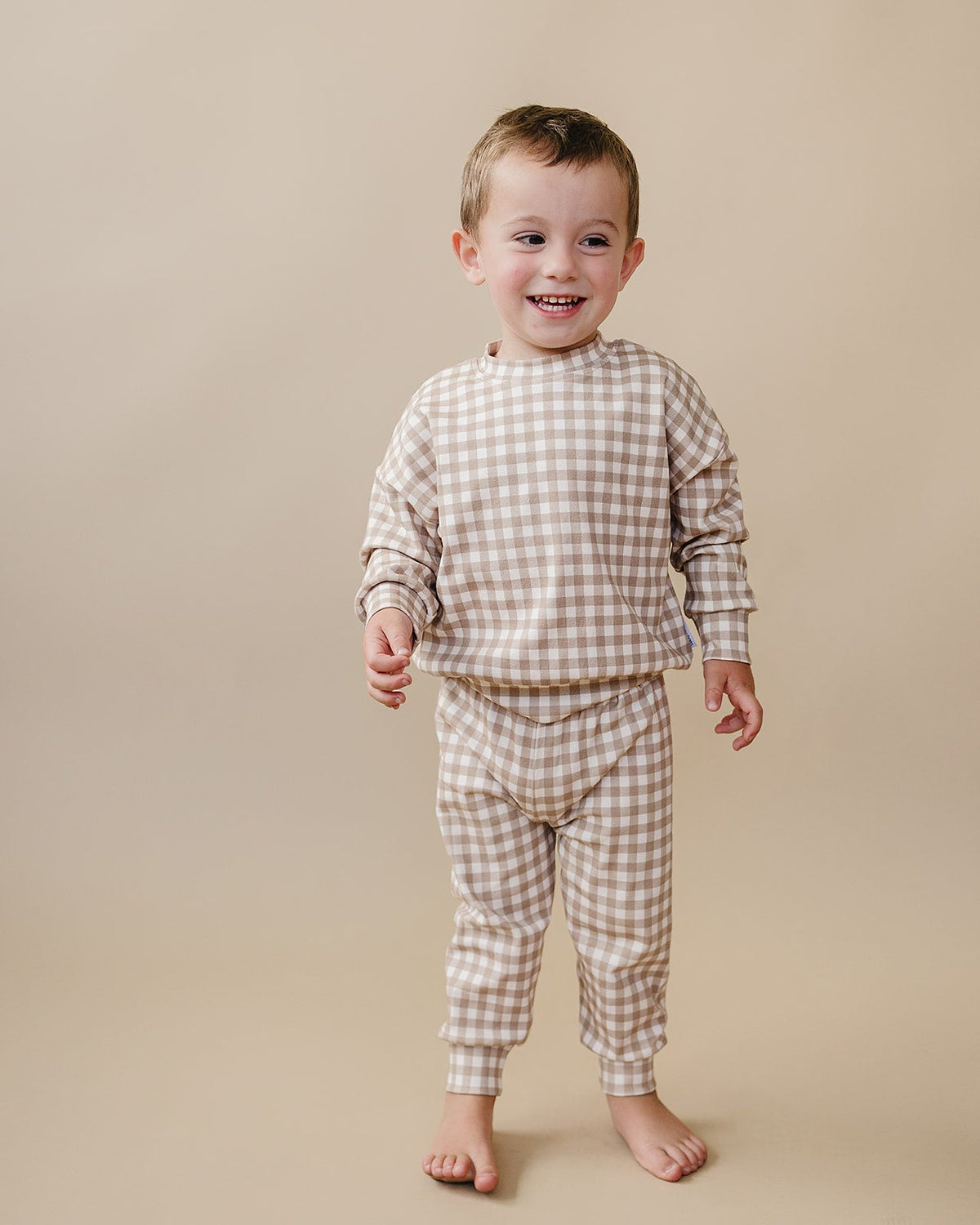Jogger Set | Beige Gingham