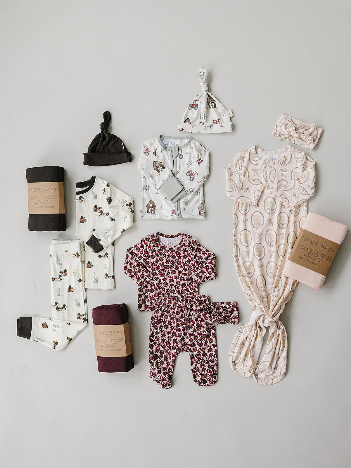 Antique Floral Ribbed Bamboo Layette Set