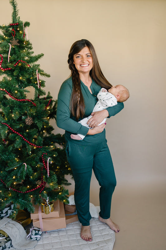 Women's Green Emerald Bamboo Christmas Pajamas