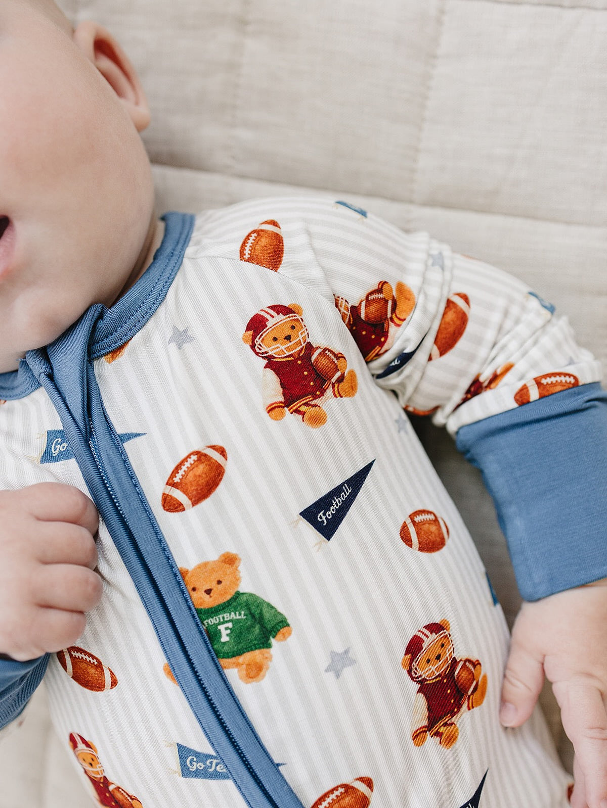 Bamboo Zip Romper | Touchdown Teddy