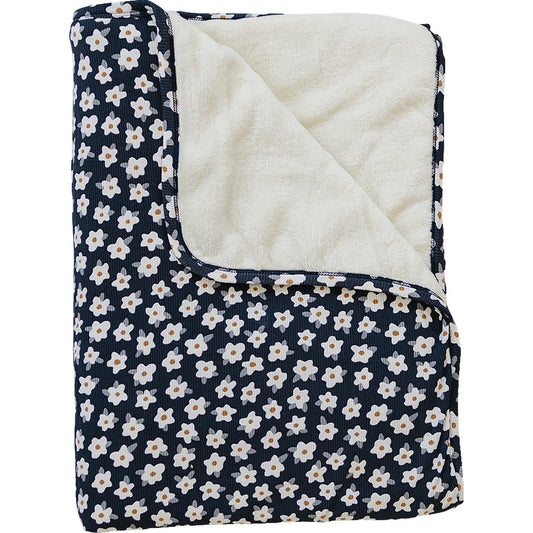 Navy Daisy Bamboo Fleece Quilt