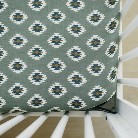 Southwest Aztec Muslin Crib Sheet