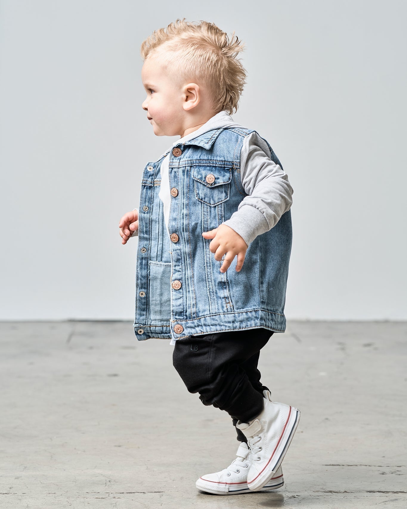 Hooded Denim Jacket - Grey