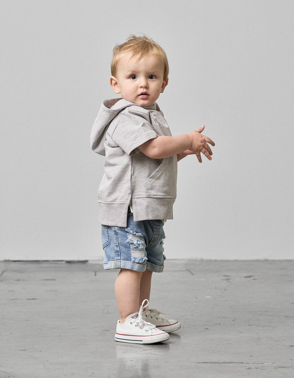 Short Sleeve Hoodie - Grey