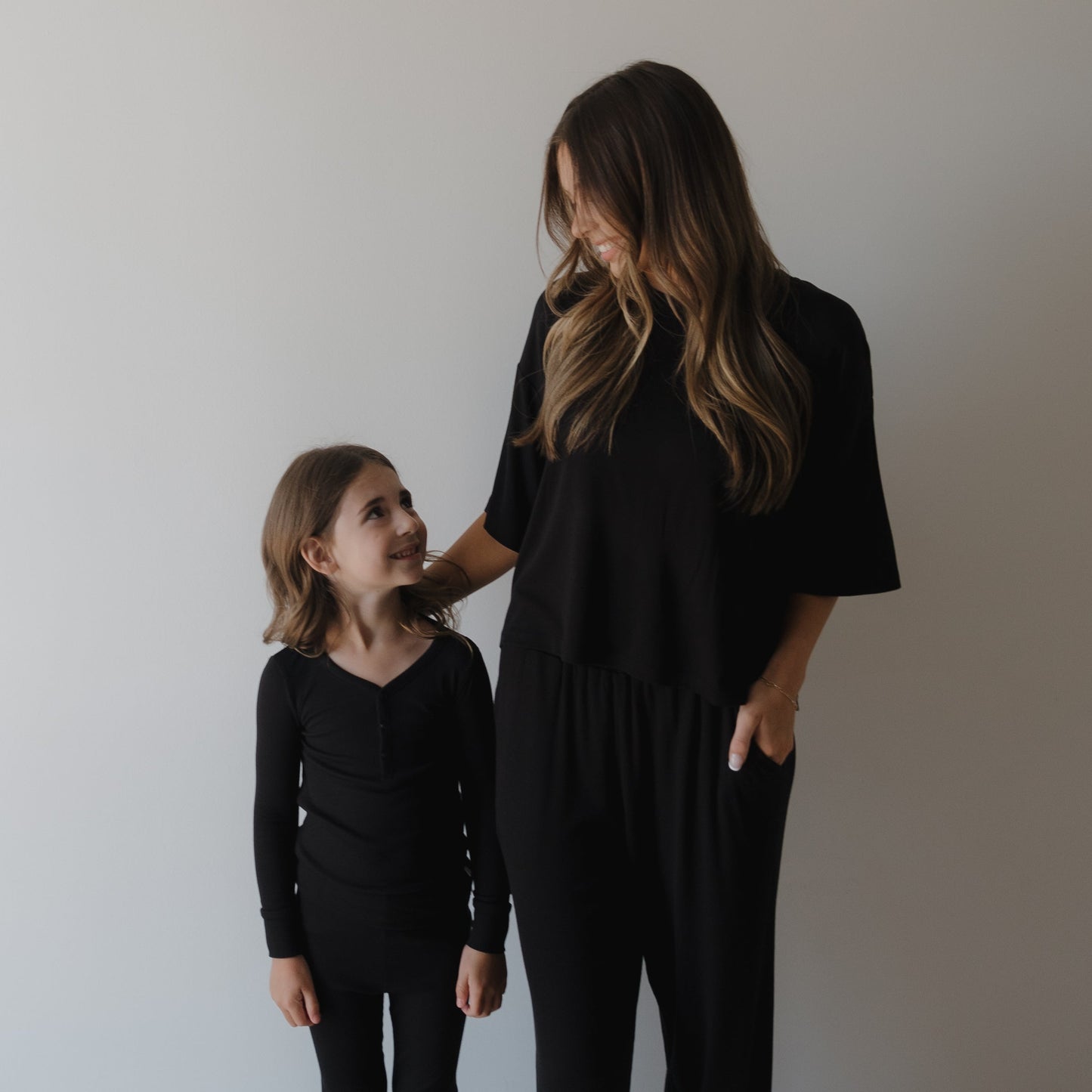 Women's Boxy Tee Lounge Set | Ribbed Black