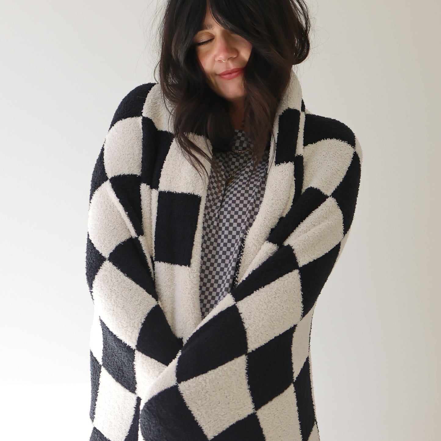 Plush Blanket  | Black & White Checkerboard
