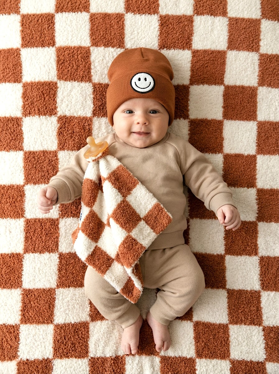 Checkered Plush Blanket | Copper