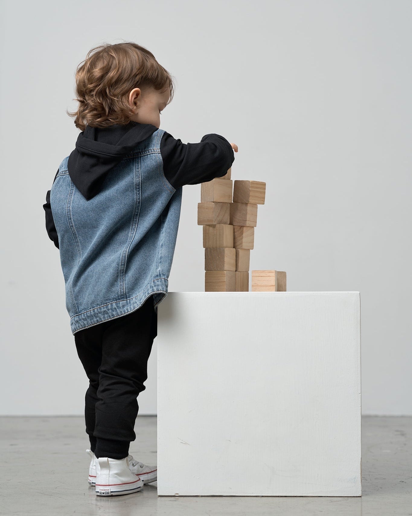 Hooded Denim Jacket - Black