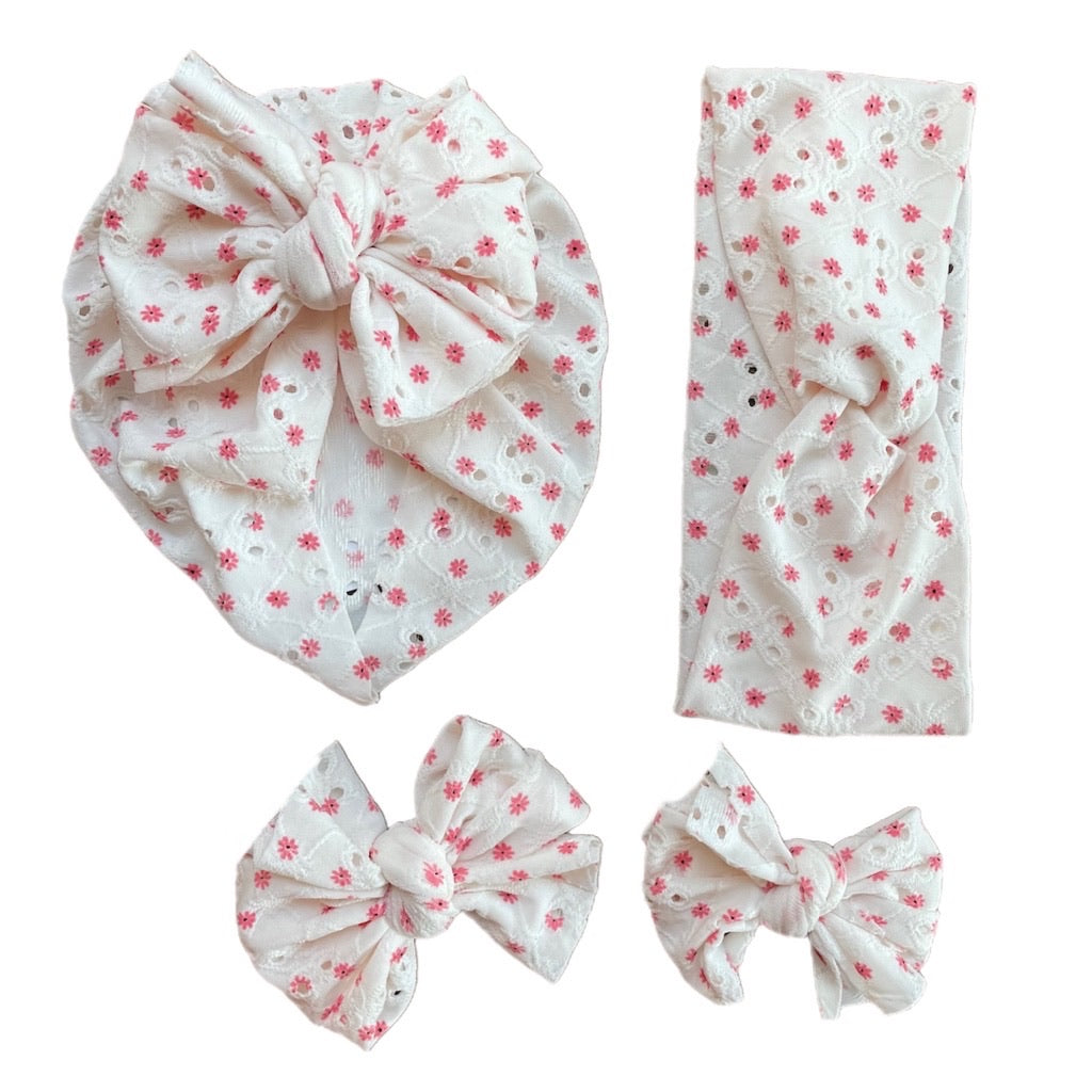 Orchid ~ White Eyelet w/ Pink Floral