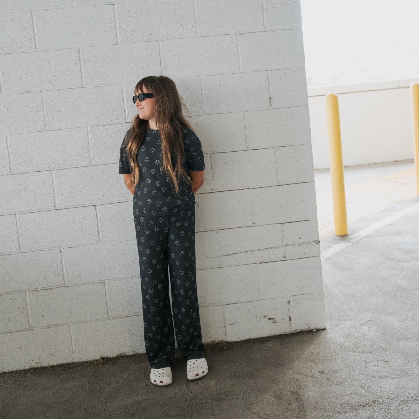 Child Boxy Tee Lounge Set | Smiley Ribbed