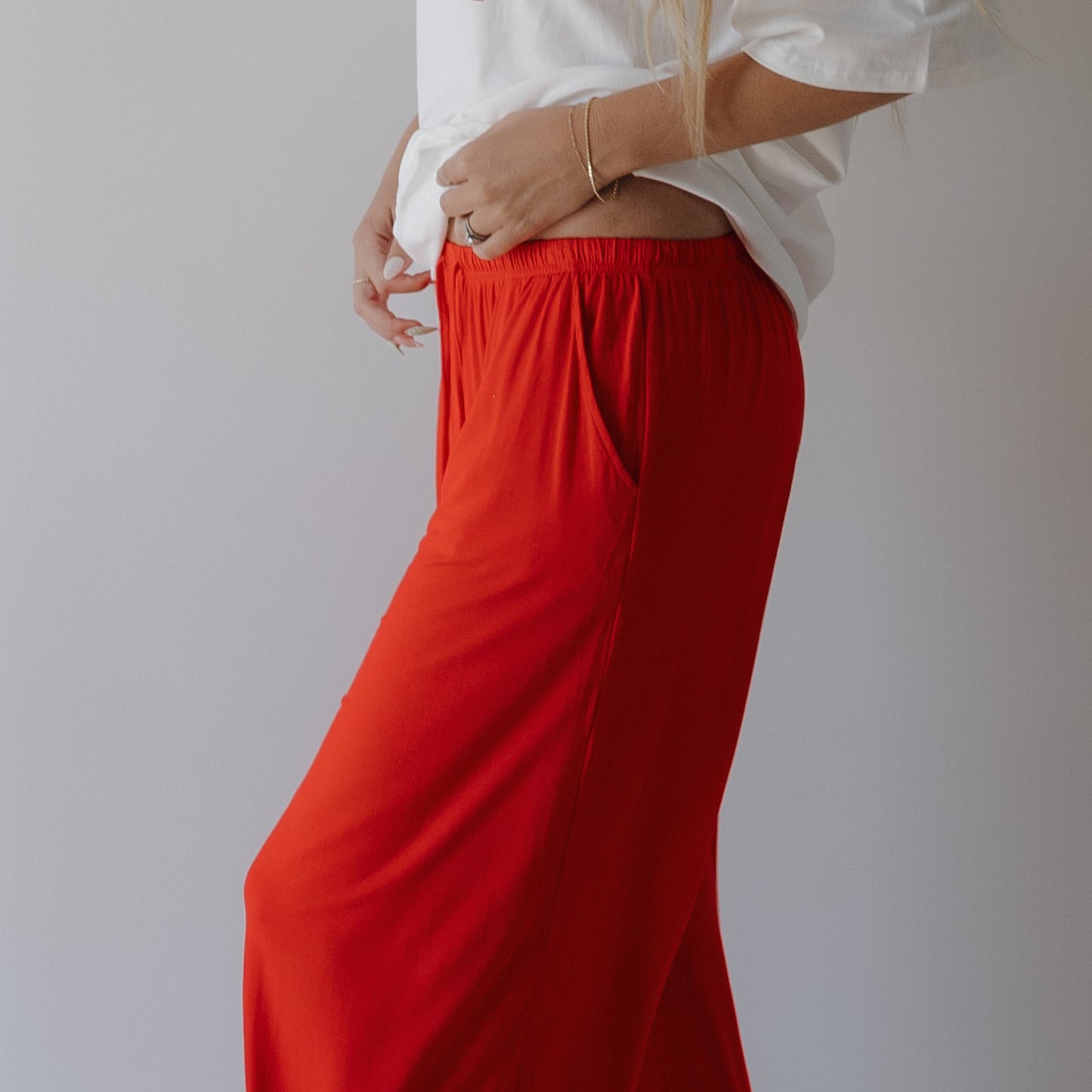 Women's Bamboo Wide Leg Pants | Cherry Red