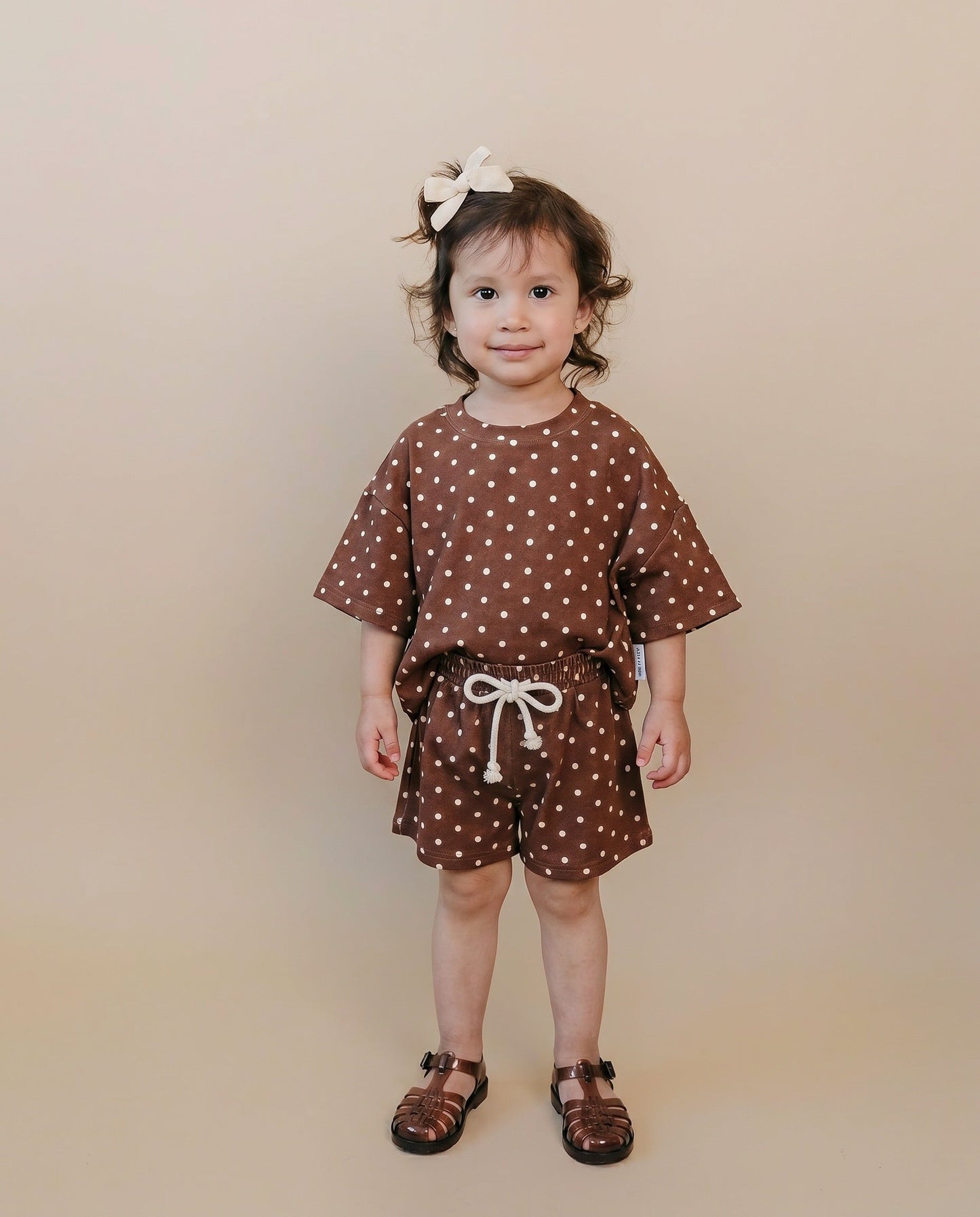 Shorts Set | Brown Polka Dots