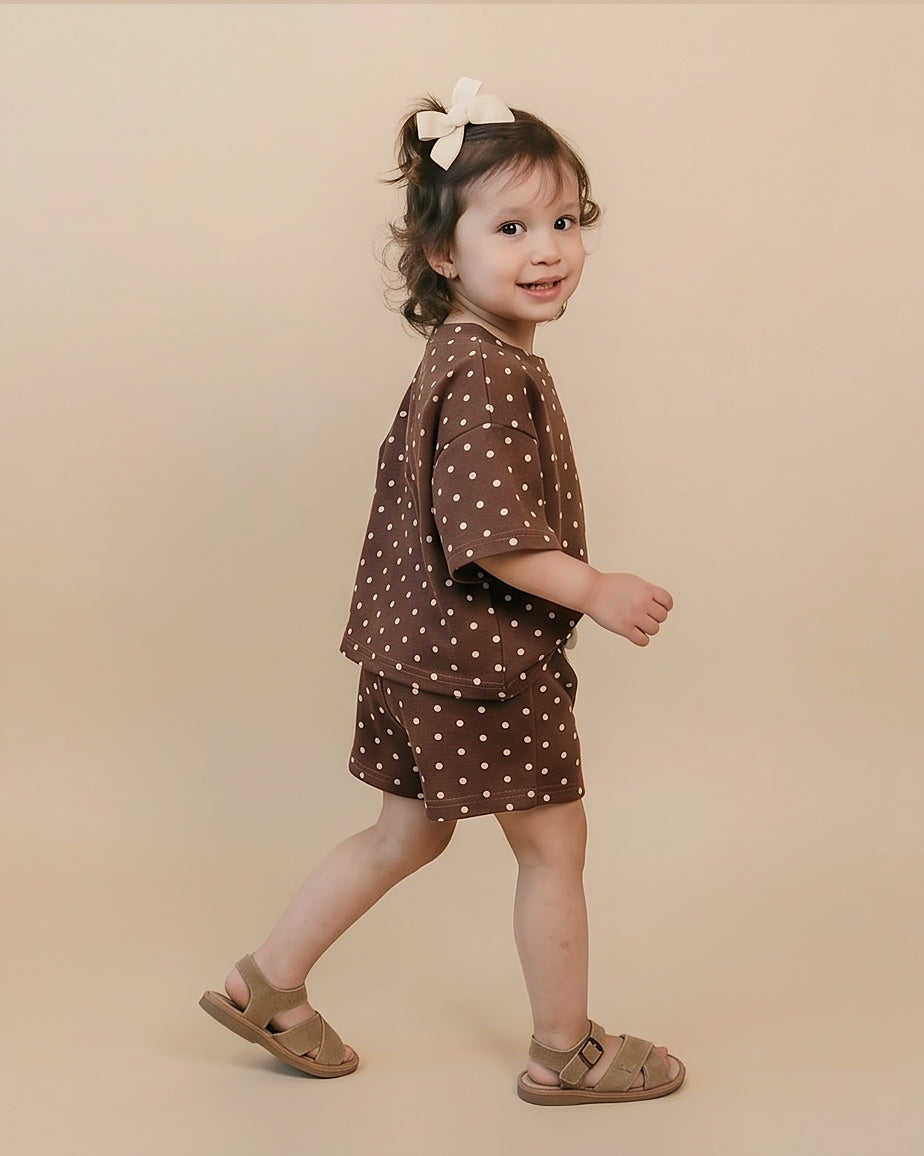 Shorts Set | Brown Polka Dots