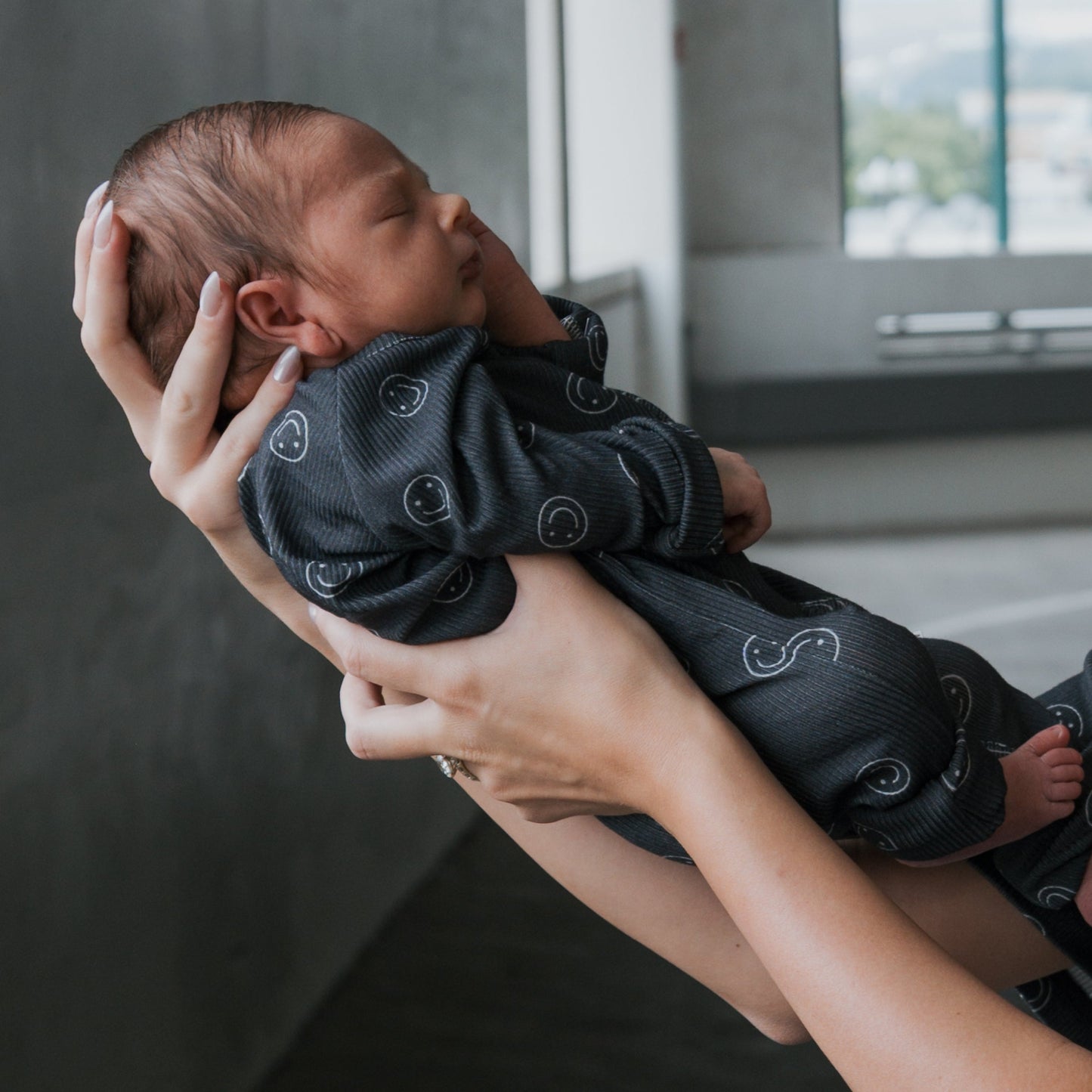 Bamboo Zip Pajamas | Smiley Ribbed